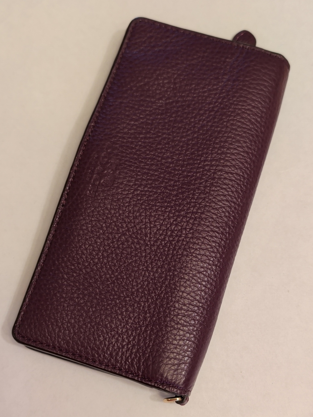 Coach Pebbled Leather Bifold Wallet - Plum